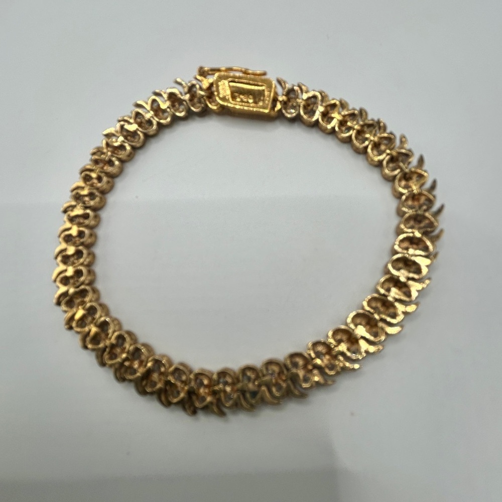 Vintage Designer Gold Vermeil Sterling Tennis Bracelet​ - Picture 6 of 11